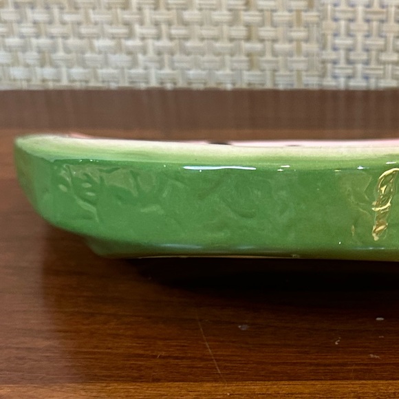 🌟5xHP🌟VTG 1970s-80s Set of 2 Glazed Ceramic Watermelon Slice Plates Hobbyist - Picture 3 of 15